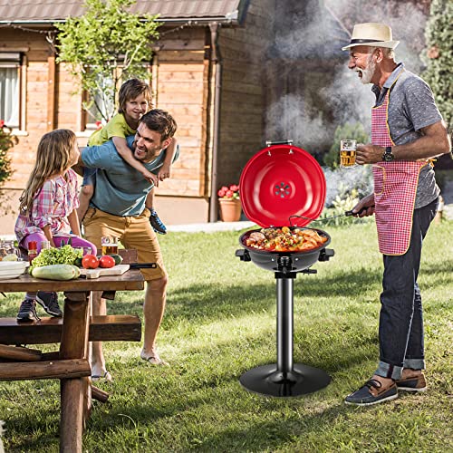 HAPPYGRILL 1600W Portable Electric Grill, Outdoor BBQ Grill for 15-Serving, Electric Barbecue Grill for Indoor & Outdoor, Portable Stand BBQ Grill for Patio Balcony Kitchen Garden