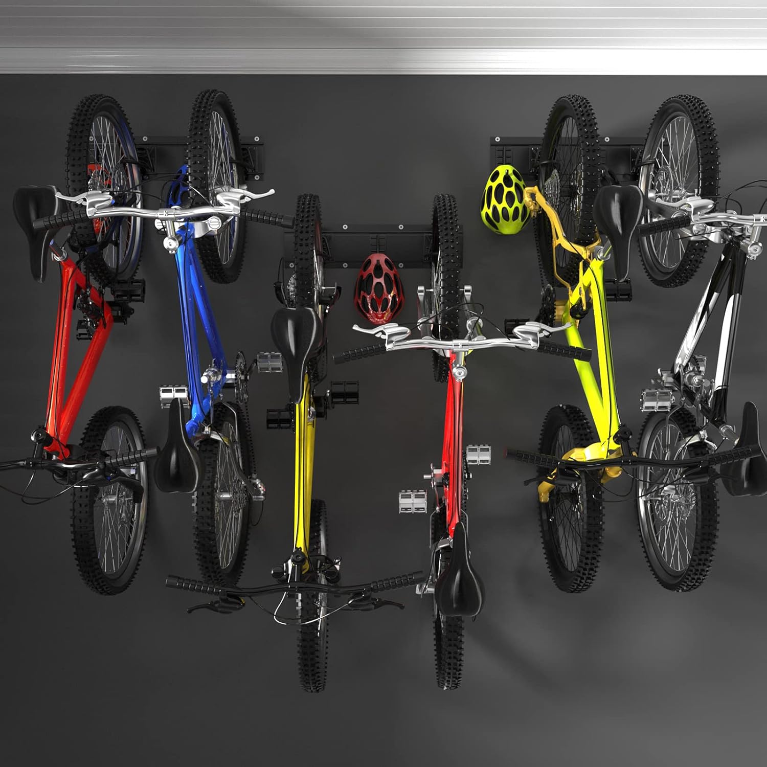 Yorkmills Bike Rack Garage Bike Storage Rack Wall Mount Garage Organizers Vertical Bicycles Hanger for 6 Bicycles with Adjustable Bike Hooks for Home Indoor Up to 500lbs(6 bike hooks+5 helmet hooks) Pack of 2