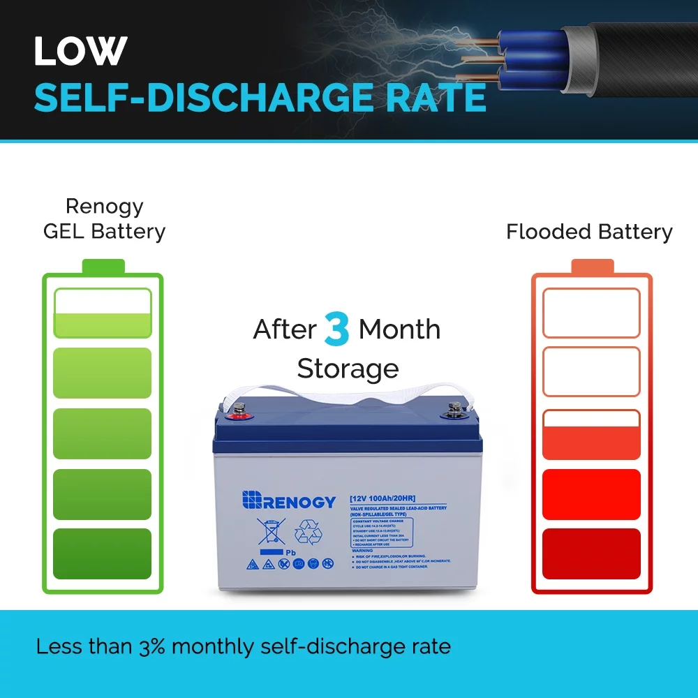 Renogy 12V 100AH Deep Cycle Hybrid Gel Battery, Rechargeable for Solar Wind RV Marine Camping UPS Wheelchair Trolling Motor, Maintenance Free - Curated Treasures Market