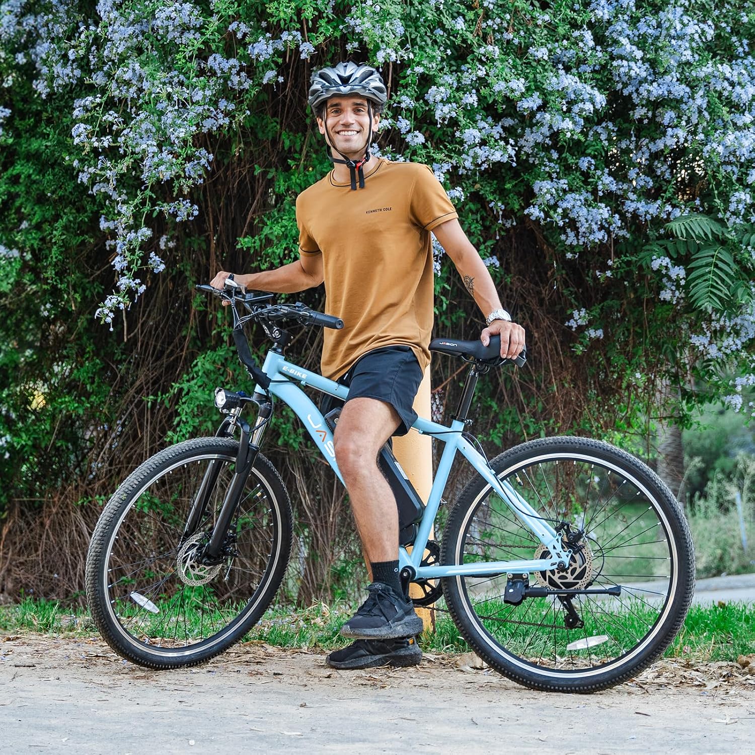 Jasion EB5 Plus 27.5" Electric Bike for Adults, 500W Brushless Motor (Peak 750W) Ebike, 25 MPH 480Wh Removable Battery Electric Mountain Bike with Front Fork Suspension