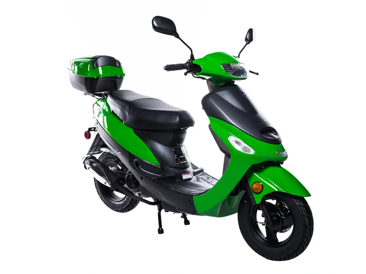 HHH Upgraded 49cc/ 50cc Scooter Gas Fully Automatic Street Scooter Moped Pony 50 with Matching Trunk - Sporty Black color