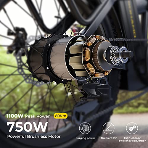 SOHAMO H3 Electric Bike for Adults, 750W Brushless Motor Foldable Ebike 28mph, 48V 15/20AH Battery, 40/60Miles Range Ebike with 7 Speed Electric Bicycle for Road Sand Snow Mountain