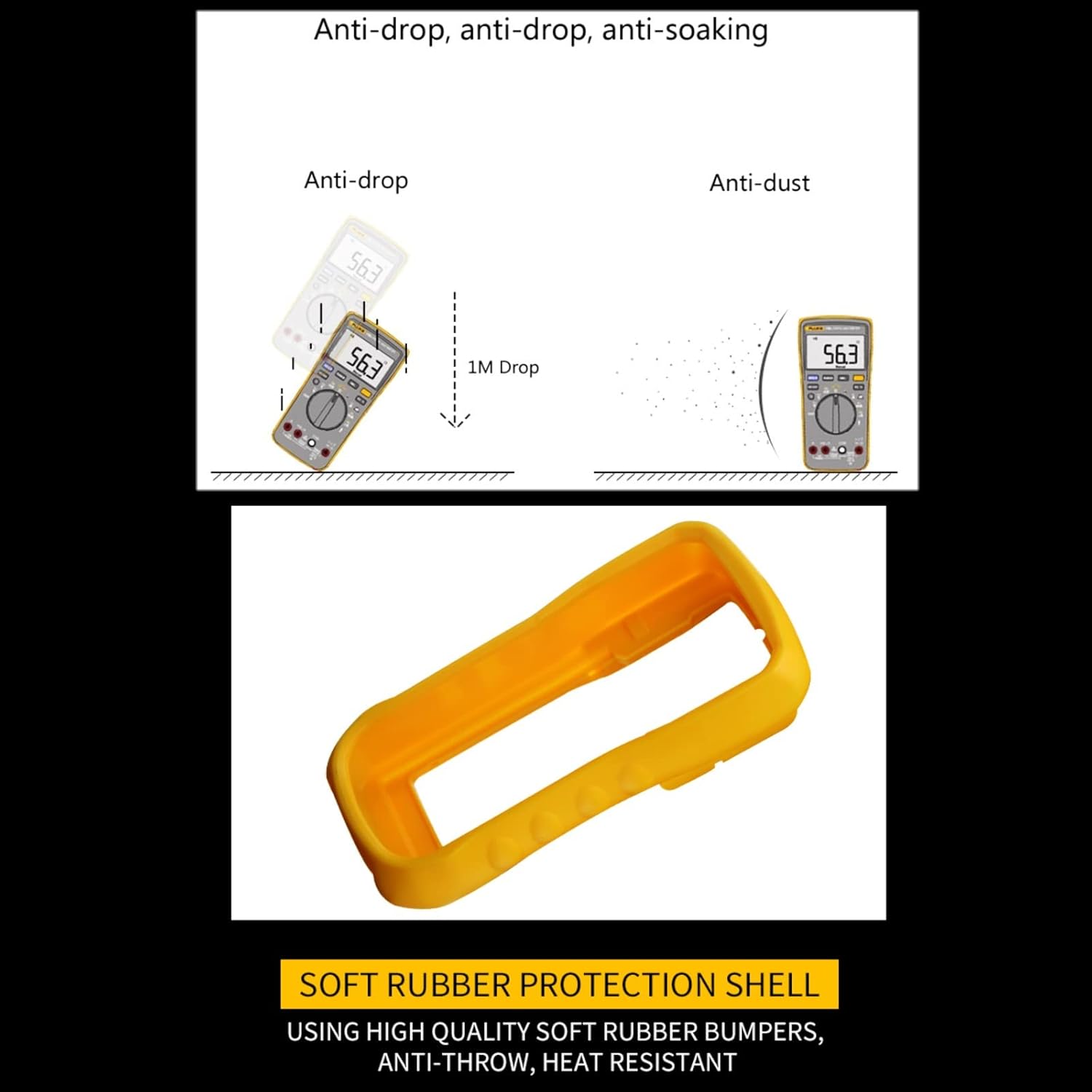 Fluke 17B MAX Newest High Precision Auto/Manua 6000 Count Digital Multimeters 2000uF/Capacitance, Voltage, Frequency Temperature Probe Measures Meter with Portable Soft Bag