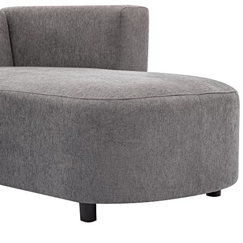 110.20" L Shape Curved Sofa with Extra Chaise Lounge, Modern Chenille Upholstery Deep Seat Sectional Couch, Minimalist Style Comfy Sofa&Couch with Pillows for Living Room Furniture Sets