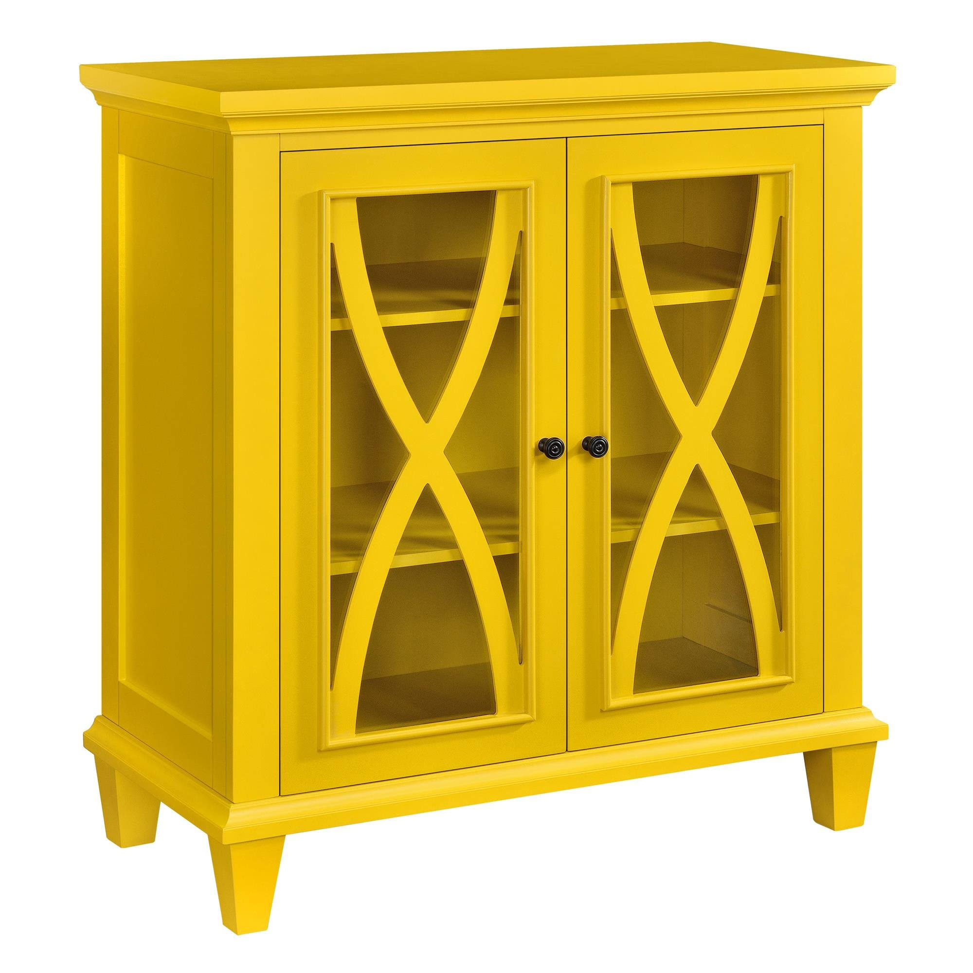 Ameriwood 5042496COM Ellington Double Door Accent Cabinet, Yellow - Avayadevconnect