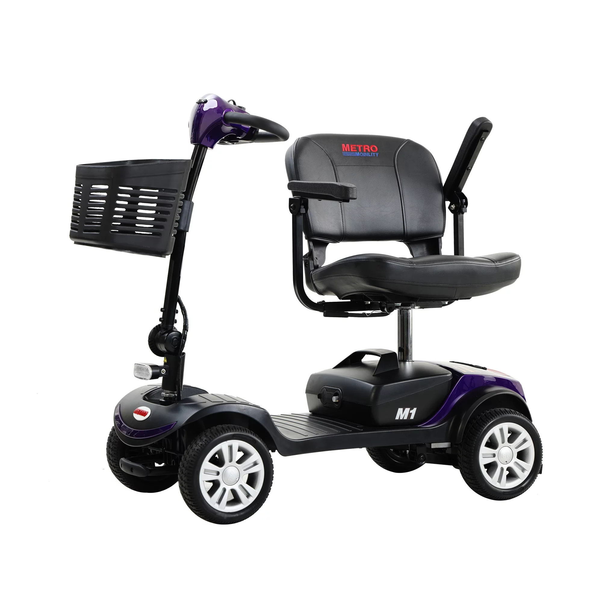 Travel Mobility Scooter, Heavy Duty Electric Scooters with 4 Anti-Tip Wheels, Compact Lightweight Mobility Scooters for Senior Adults Elderly, Foldable Mobility Scooter, Holds 300lbs, Purple