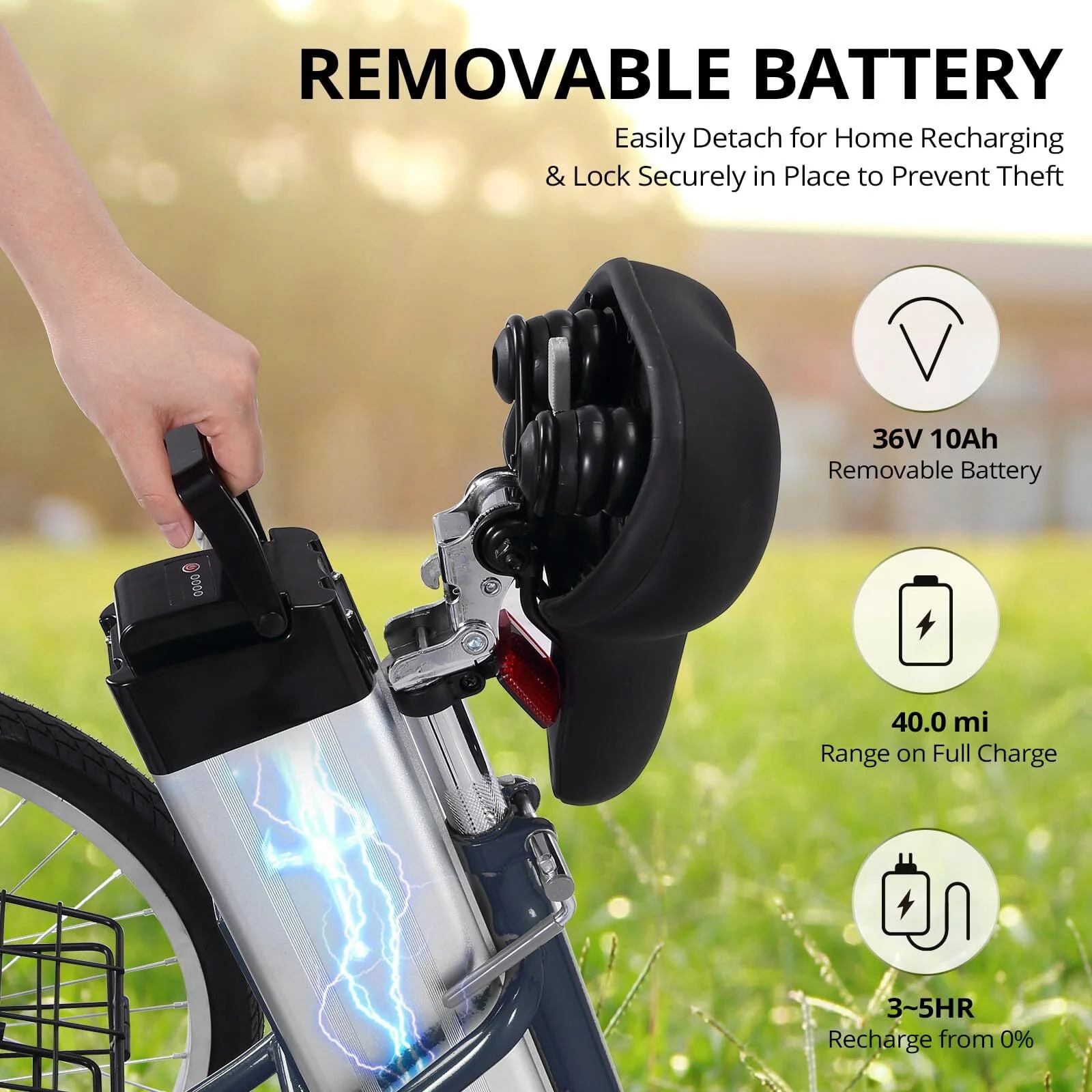 Soonbuy 24 Electric Tricycle, 7 Speeds/36V 10Ah/Large Basket, up to 330lbs , Rose Red