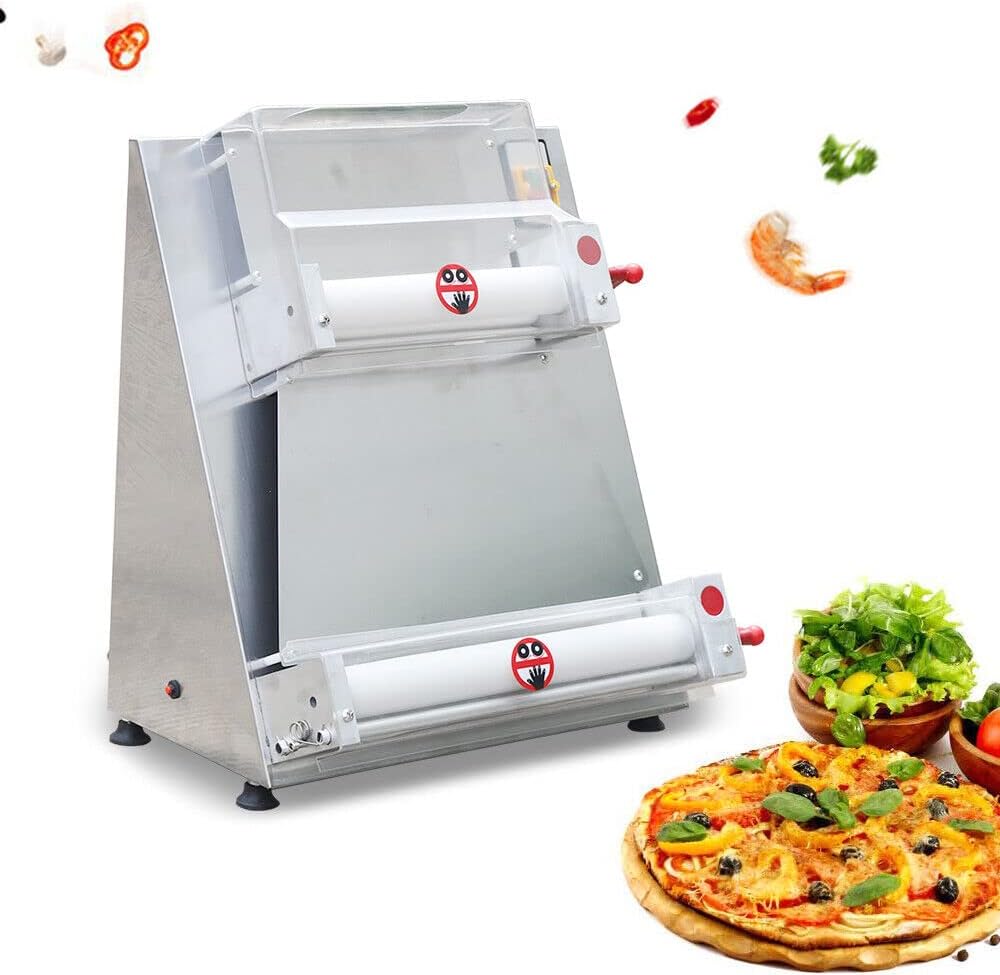Pizza Dough Roller Sheeter, Commercial Dough Roller Sheeter, Electric Pizza Dough Roller Sheeter, Stainless Steel Pastry Press Making Machine, 110v Pizza Maker Machine for Home
