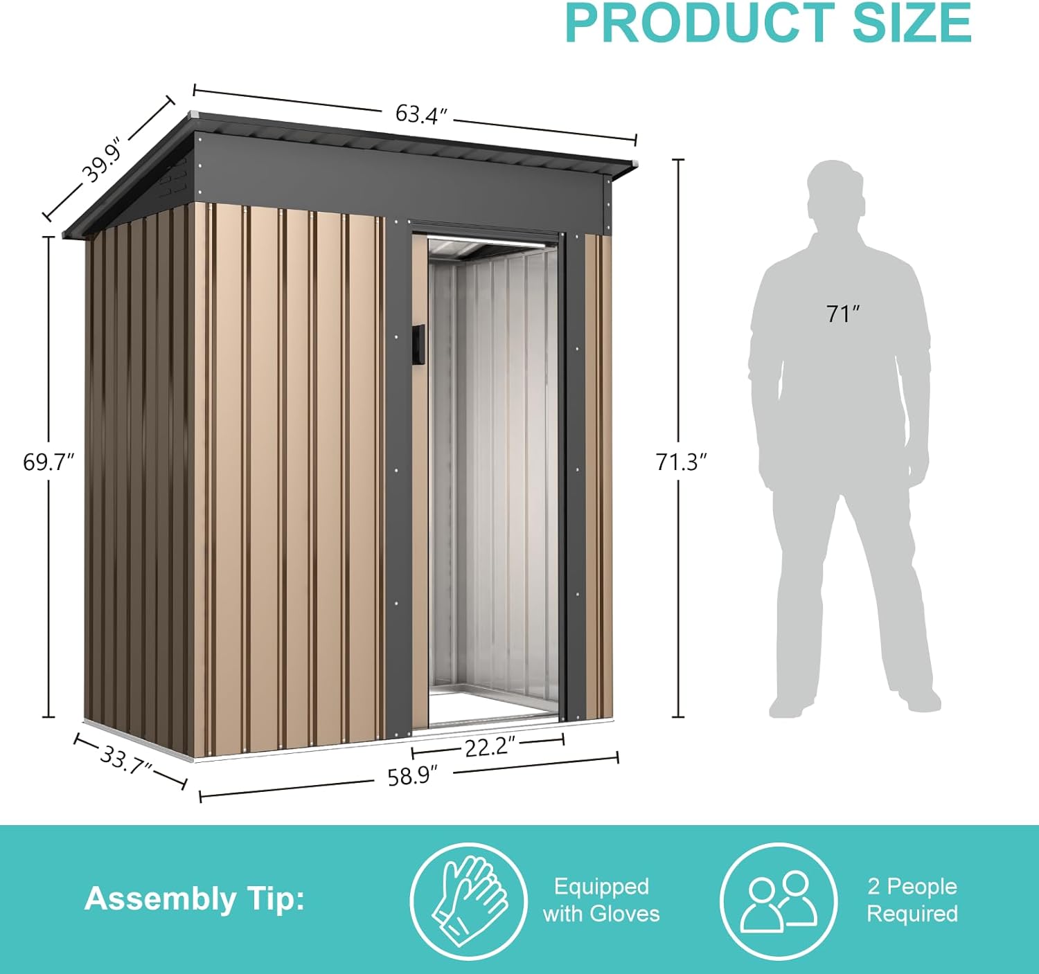 Outdoor Storage Shed 5x3 FT, Metal Garden shed, Yard Shed Storage House with Sloping Roof and Door, for Backyard Garden Patio Lawn