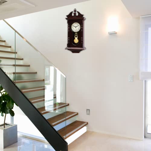 Grandfather Wall Clocks Battery Operated for Living Room Decor, Traditional Wood Wall Pendulum Clock with Westminster Chime, Makes A Great Housewarming Or Birthday Gift