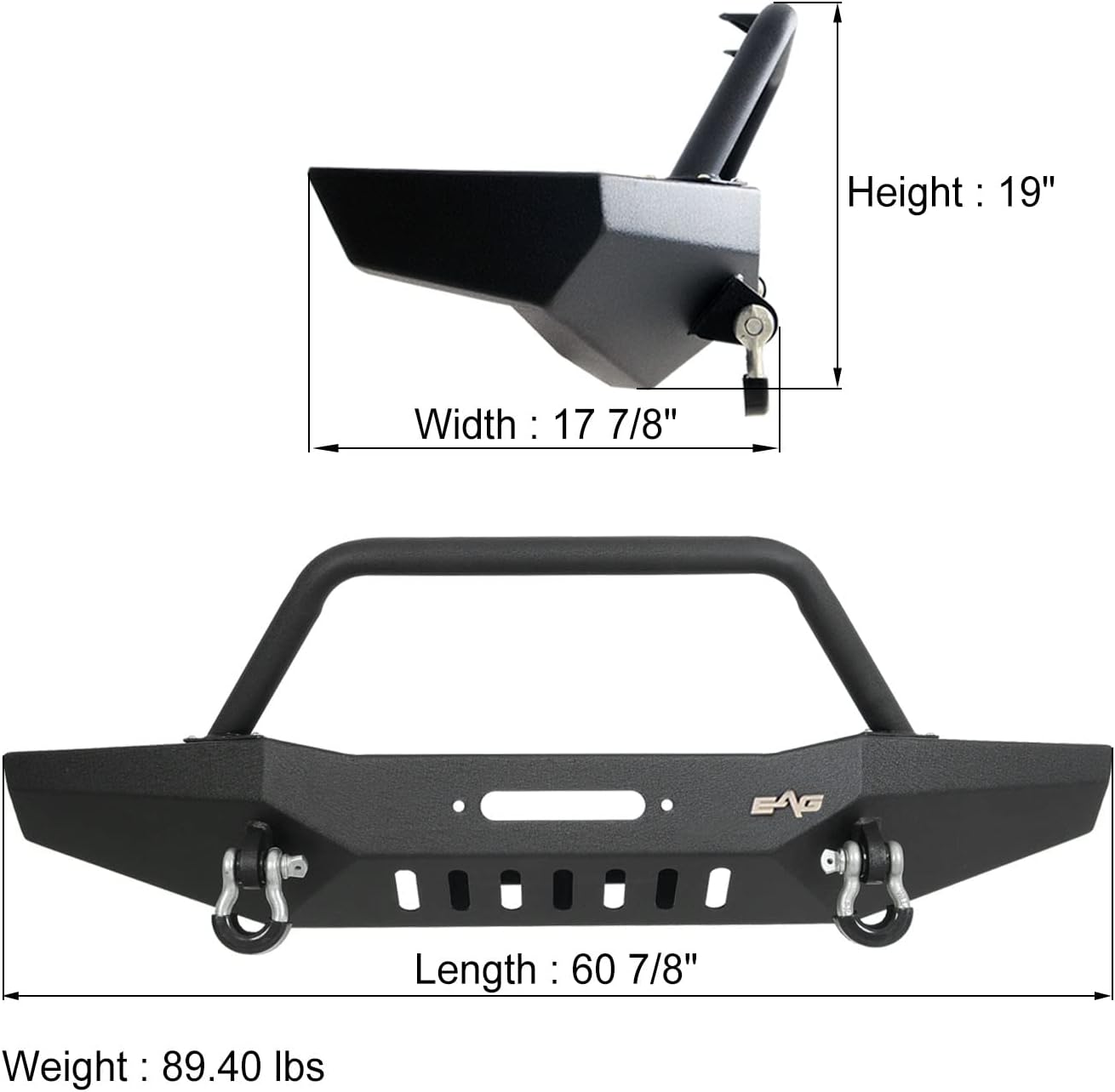 KML Offroad Front Bumper W/Winch Plate Fit for 84-01 Cherokee XJ