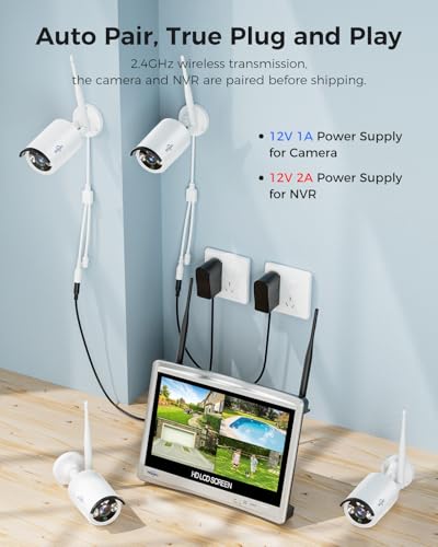 [Wireless Pro, 100ft Range] Hiseeu Wireless Security Camera System, Expandable 16CH 4K NVR, 4Pcs 3MP Night Vision WiFi Cameras Home Surveillance Outdoor, Motion Detection, 1TB HDD, One-Way Audio