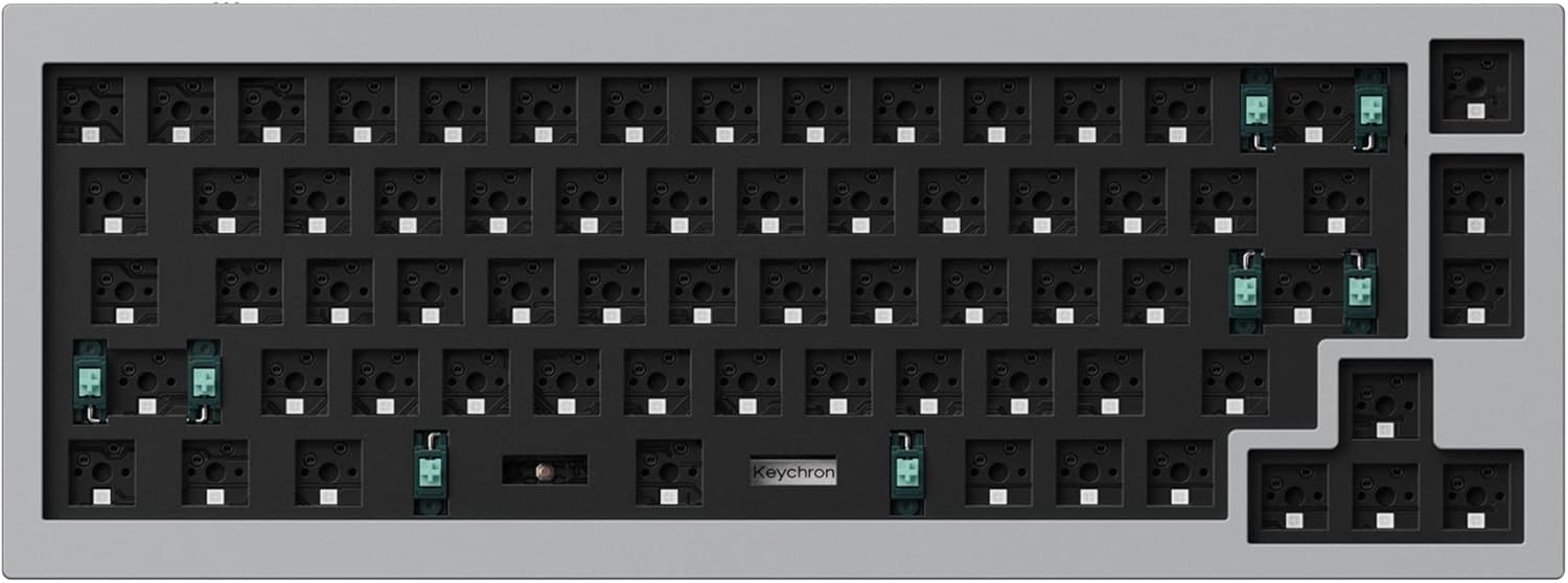 Keychron Q2 Custom Mechanical Keyboard Full Aluminum Wired Barebone Version, QMK/VIA Programmable Macro, Compatible with Mac Windows Linux, Hot-Swappable 65% Layout, Double-Gasket DIY Kit - Grey