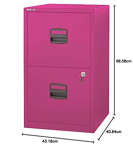 Bisley Two Drawer Steel Home or Office Filing Cabinet, Steel Blue (FILE2-SB)