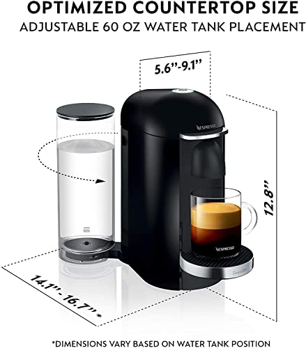 Nespresso Vertuo Plus Coffee and Espresso Maker by Breville, Ink Black with Aeroccino Milk Frother