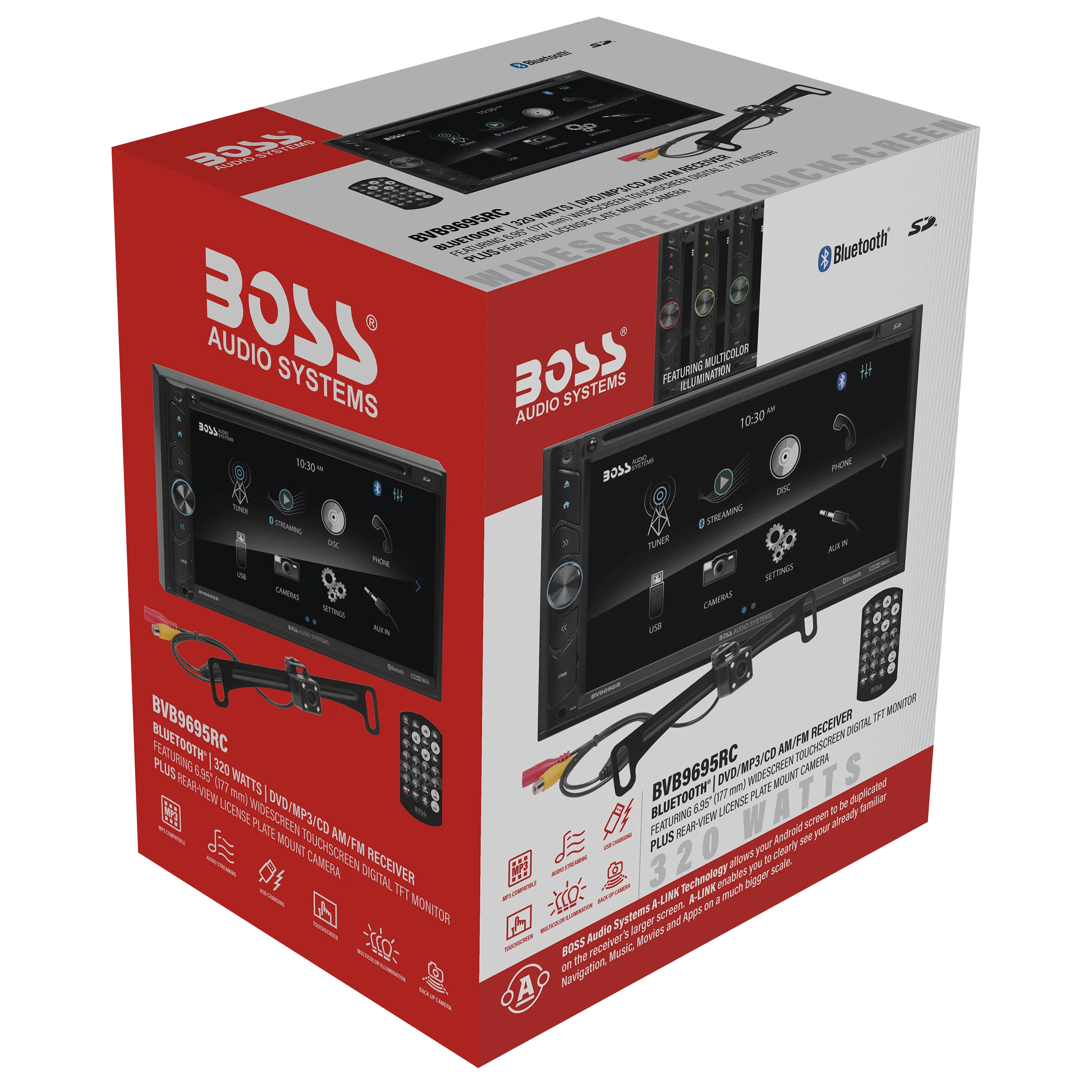 BOSS Audio Systems BVB9695RC Car Audio Stereo System - 6.95 Inch Double Din, Touchscreen, Bluetooth Audio and Calling Head Unit, SD, CD Player, A-Link (Screen Mirroring), Radio Receiver, Backup Camera