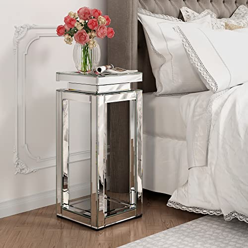 ENENE Mirrored End Table Crushed Diamond Coffee Table for Living Room Small Spaces Side Table for Bedroom Office Hallway Entryway