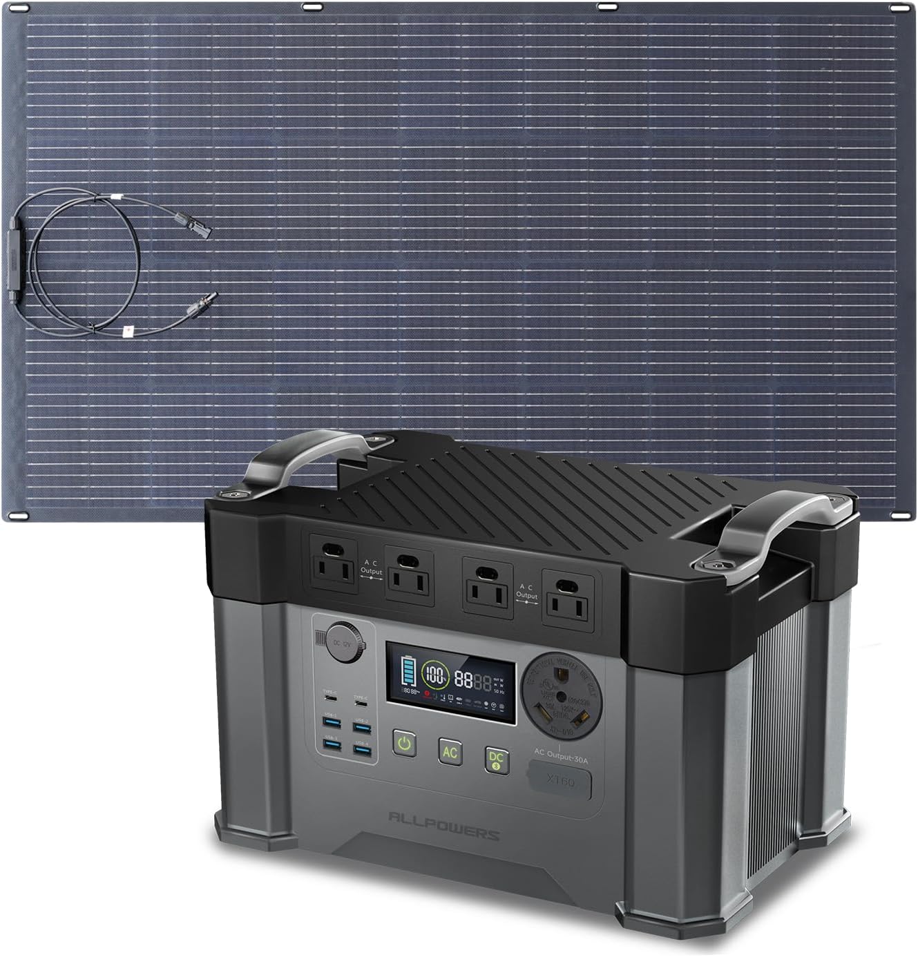 ALLPOWERS S2000 Pro Portable Power Station with SF200 Panel Included, 1500Wh MPPT Solar Generator 2400W with Flexible Solar Panel 200W for RV Outdoor Camping Home Emergency