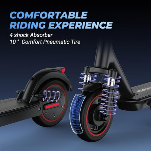 Electric Scooter, 10" /8.5" Solid Tires, 500W/350W Motor,19/22Mph, 22/28/52 Miles Long Range, Folding E-Scooter with Dual Suspension and Braking System
