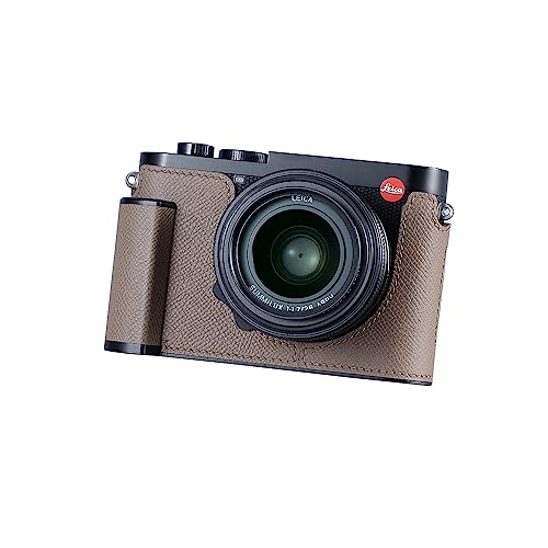 Camera Half Case for Leica Q3,SIUTATDSH Vintage Metal Genuine Leather Camera Protective Cases Stylish Portable Shockproof (BlackC)