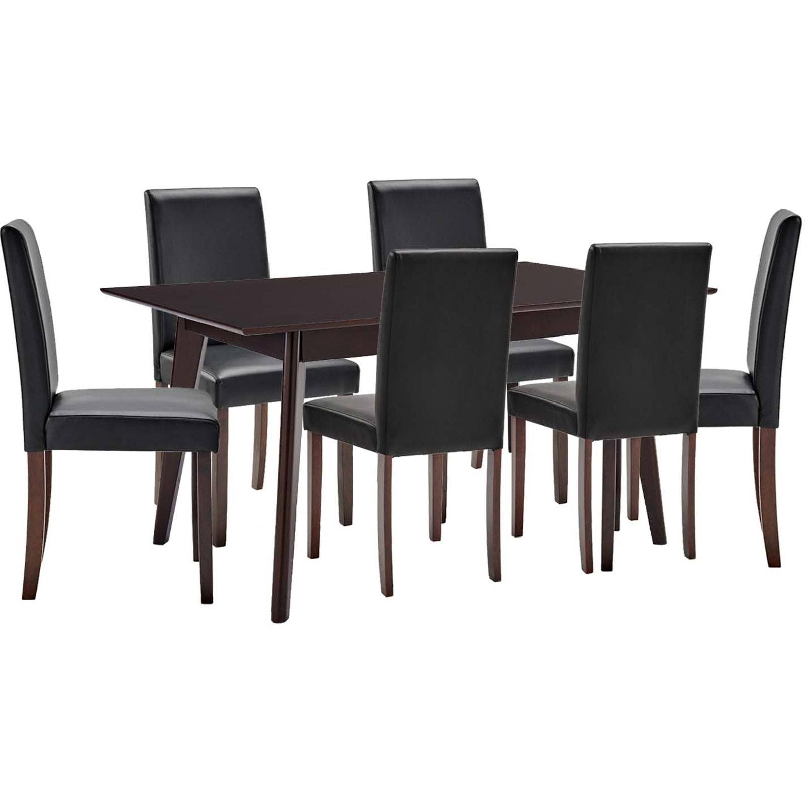 Modway Prosper 7 Piece Faux Leather Dining Set Cappuccino Black