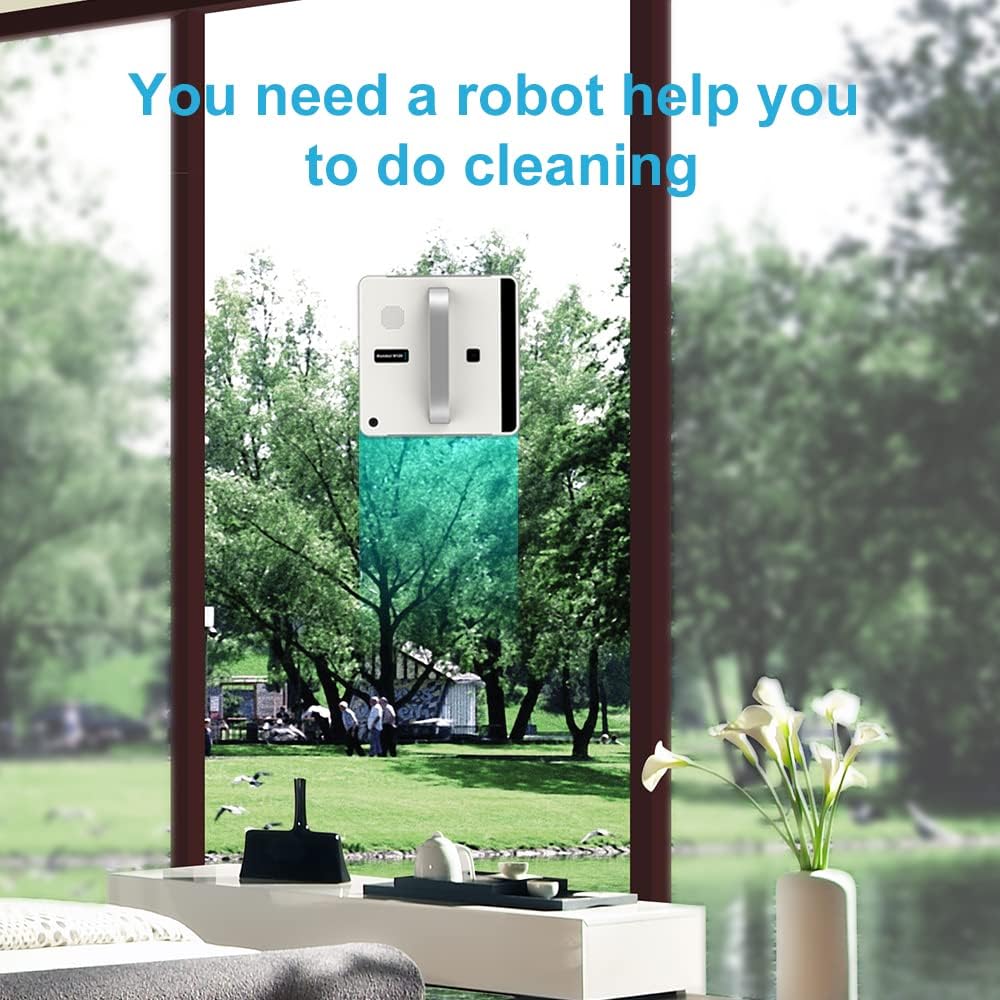 Mamibot W120 Window Cleaning Robot, Automatic Corded Window Washing Robot, Glass Cleaning Robot with iGLASSBOT APP/Remote Control, Wet or Dry Use, Suitable for Indoor/Outdoor/Tile/Bathroom, White