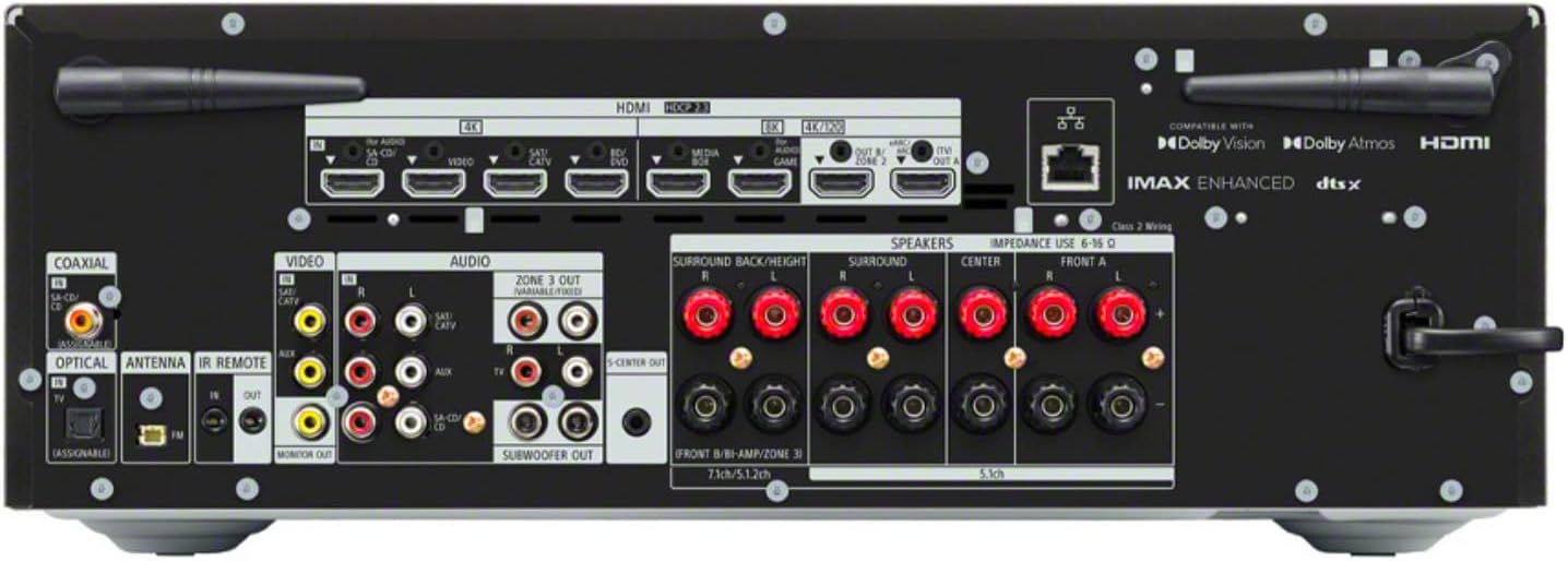 Sony STR-AN1000 7.2 Channel 8K AV Receiver with Dolby Atmos, DTS:X with Complete SONY 8 Speaker System Bundle (7 Items)