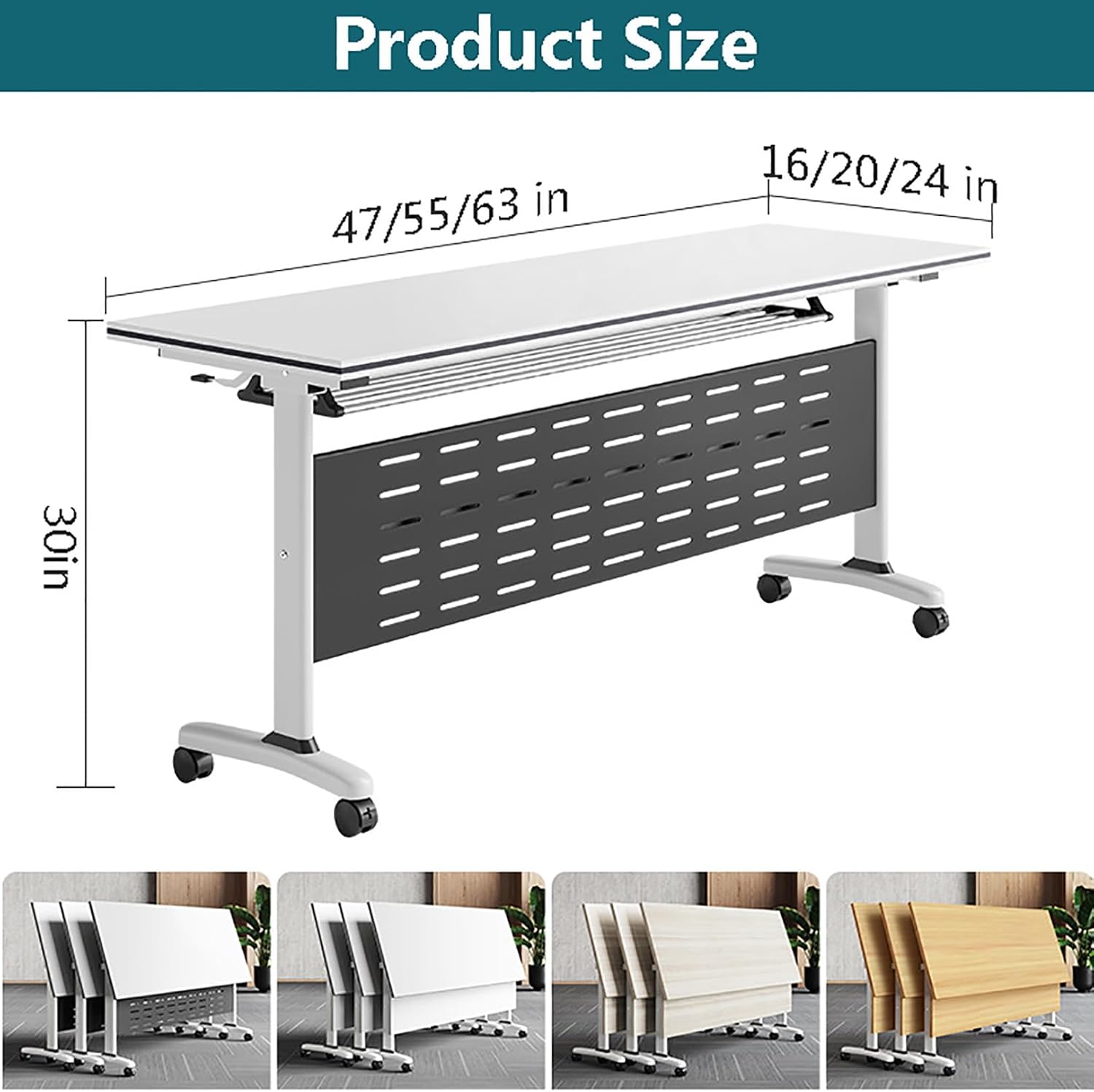 Conference Table Foldable Meeting Tables, Conference Rooms Training Rooms Flip Top Mobile Training Table, Rolling Meeting Table with Caster Wheels, Suitable for Office,Meeting Room,classr