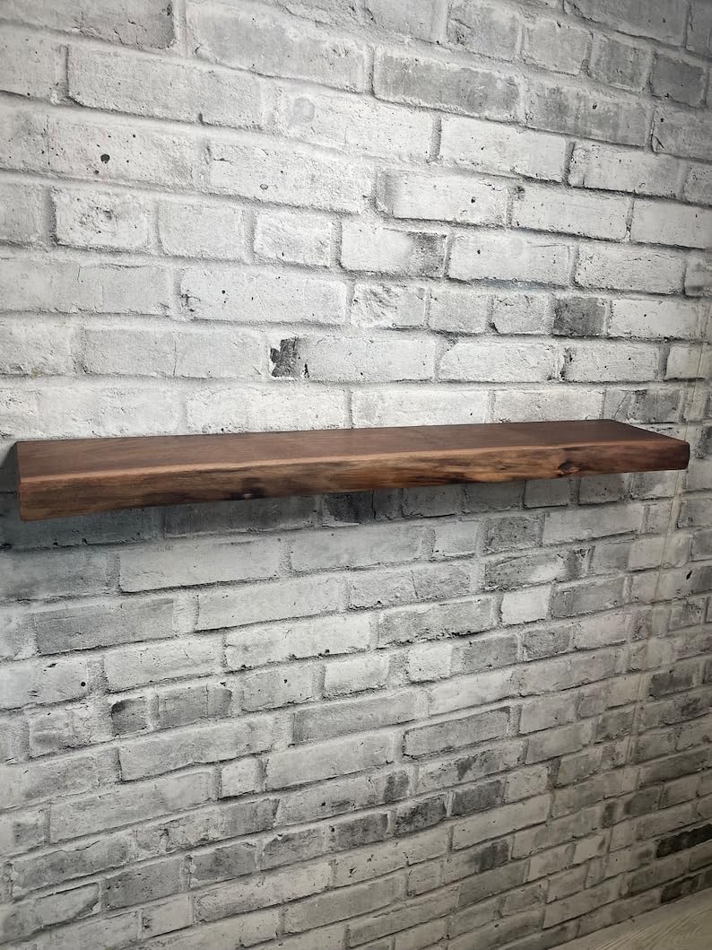 Live Edge Walnut Floating Shelf Kitchen Shelves Bathroom Shelf Brackets