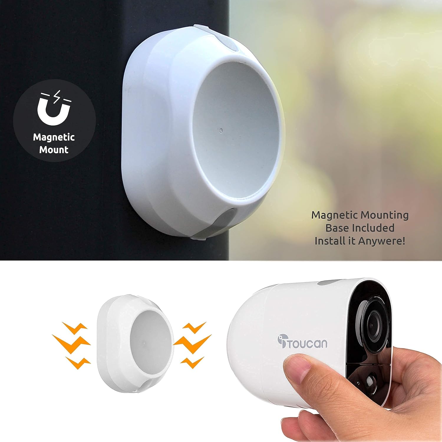 TOUCAN Wireless Indoor/Outdoor Battery Powered Security Camera, Weatherproof, Night Vision, AI Motion Detection, 2-Way Audio, Works with Alexa & Google Home, 1080P, No Subscription Required, 3 Pack