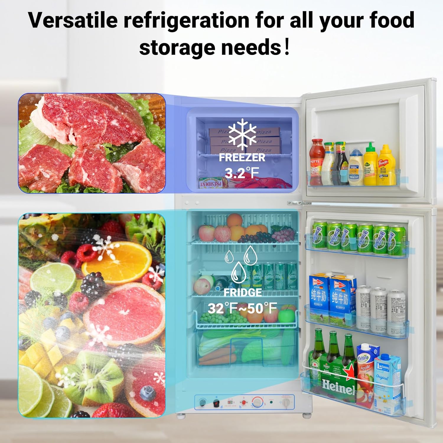 Smad Off Grid Propane Refrigerator, 6.1 cu.ft Gas Fridge, Propane Refrigerator Freezer, 110V/Propane with Top Freezer, for Garage,RV,Food Truck,Chalets