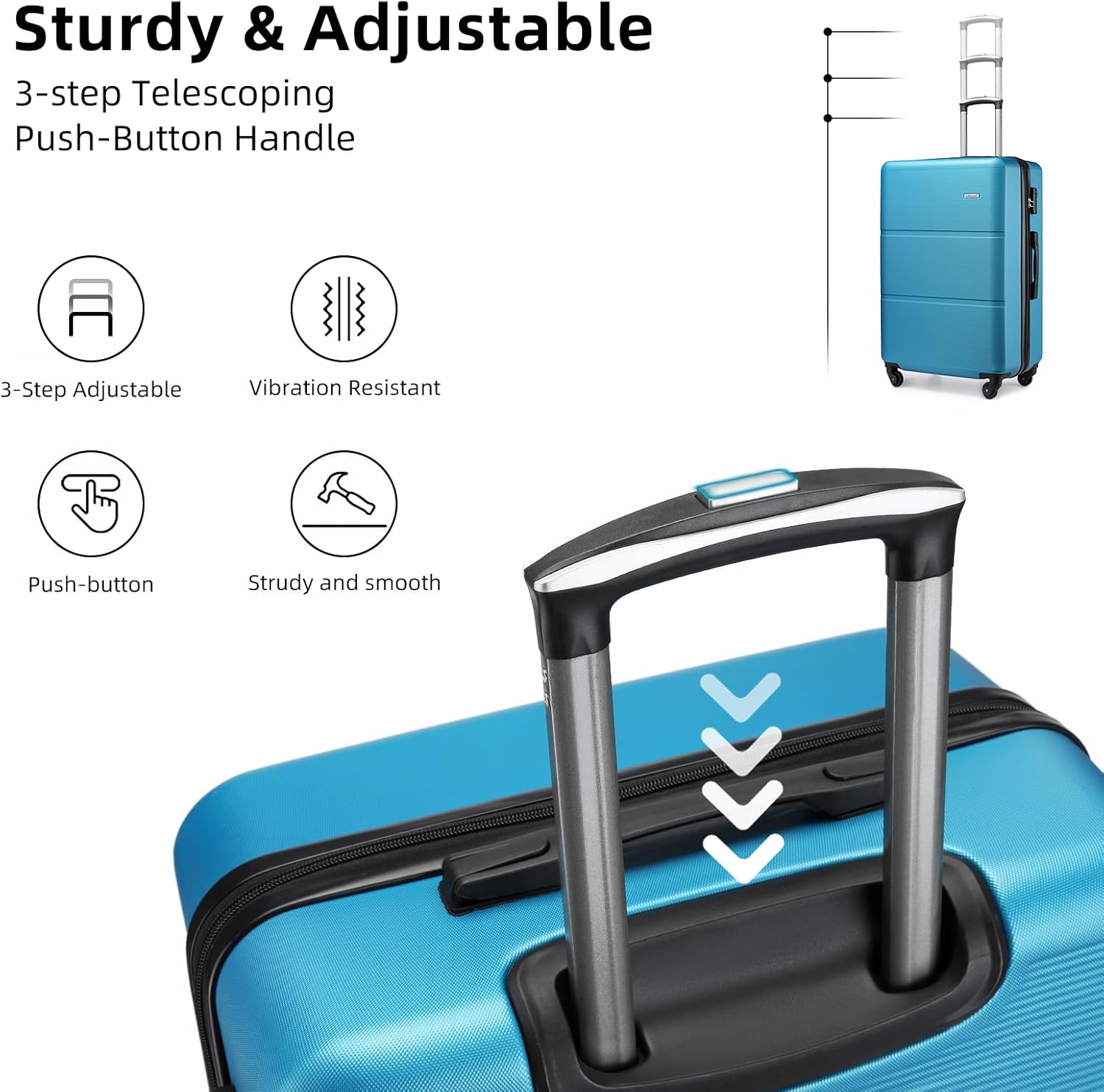 Luggage Sets 3 Piece, Expandable(Only 28inch) ABS Durable Suitcase with Travel Bag, Clearance Carry On Luggage Suitcase Set with 360° Spinner Wheels for Women Men, Blue