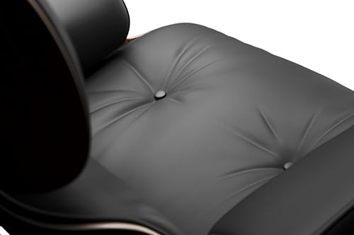 Valencia Armoni Eames Chair and Ottoman 32.75" | Top-Grain Leather Mid-Century Modern Lounge Chair, Exquisite Walnut Veneer Satin Finish, Easy Assembly, Chocolate