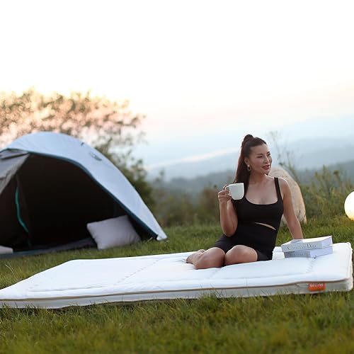 WoW 100% Organic Cotton Futon Mattress for Back Pain 3.5" | Japanese Floor Mattress | Shikibuton Sleeping Pad | Memory Foam Guest Bed for Floor | Kids Play Mat | Foldable & Portable Roll Up | Firm