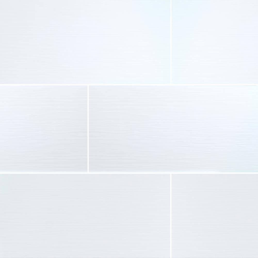MSI Dymo White Stripe 12 in. x 24 in. Glossy Ceramic Wall Tile (16 Sq. ft./case), Dymo Stripe White