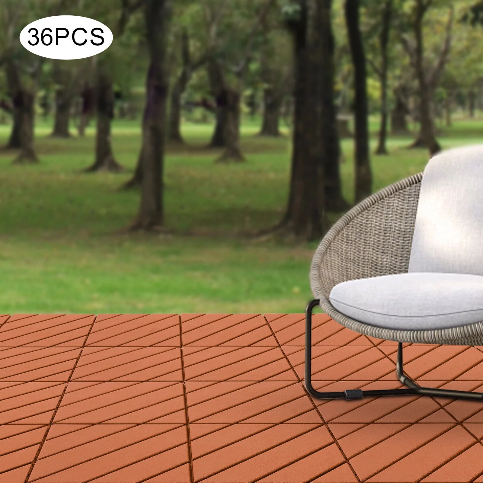 Modern 36PCS Interlocking Deck Tiles Floor Mount Plastic Composite Patio Deck Tiles 12”x12”