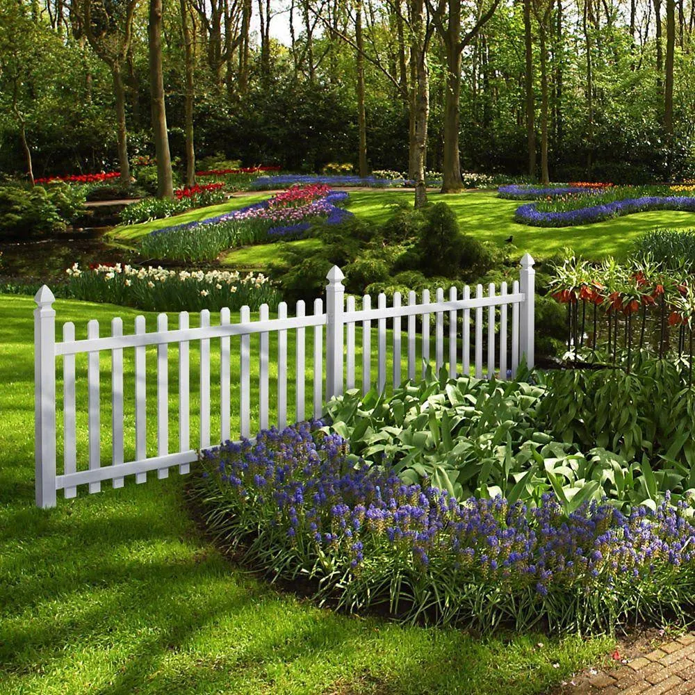 Glendale 4 ft. H x 8 ft. W Vinyl Spaced Picket Fence Panel with Dog Ear Pickets (Includes 4 Brackets)