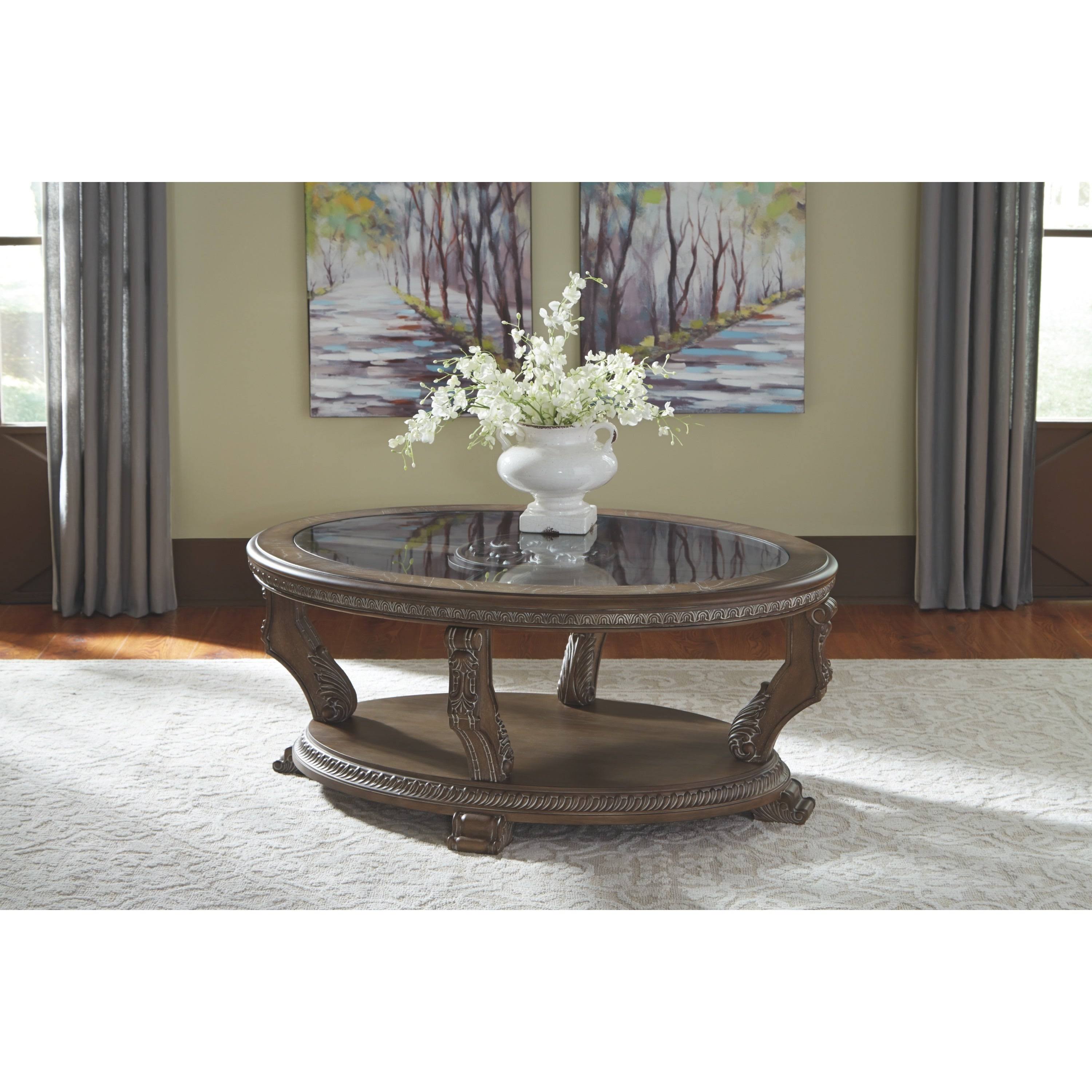 Signature Design by Ashley Charmond Brown Oval Cocktail Table