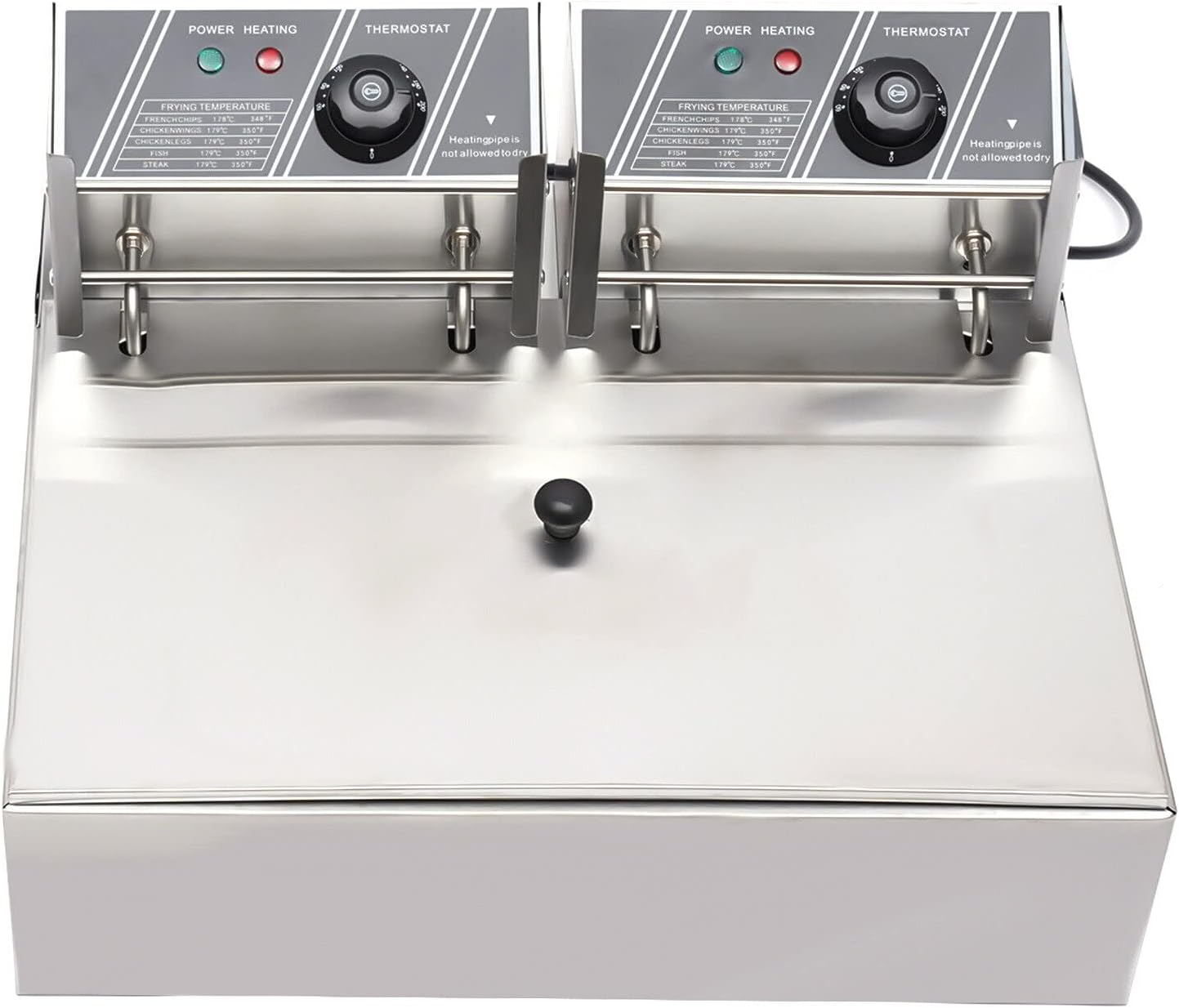 Professional Electric Deep Fryer with 2 Baskets, 5000W Countertop Kitchen Frying Machine, 12L Electric Dual Tank Deep Fryer with Lid, Oil Splash Prevention, for Commercial, Kitchen