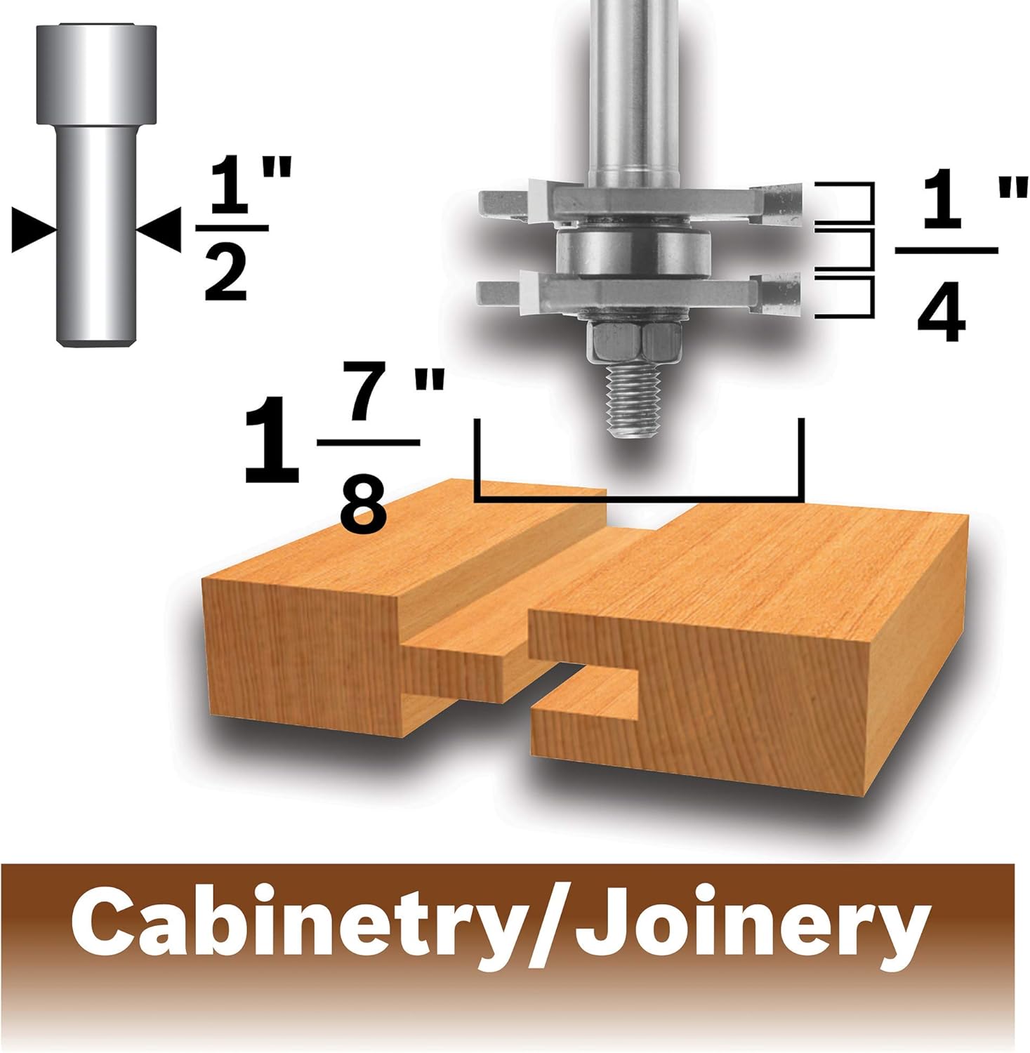 BOSCH 84624MC 1-7/8 In. x 1/4 In. Carbide-Tipped Tongue and Groove Router Bit Pack of 2