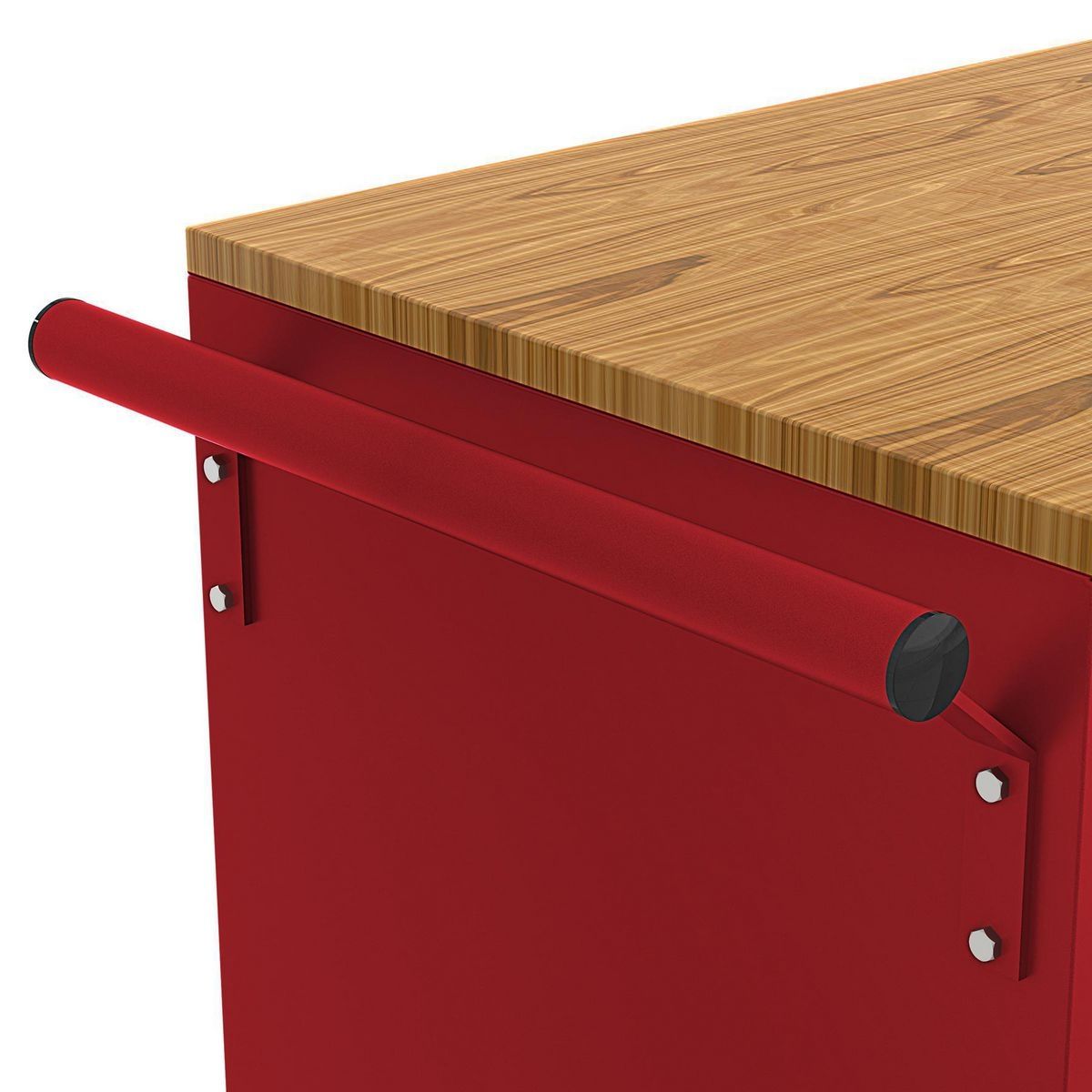 YUKON 46 in. Mobile Workbench with Solid Wood Top, Red