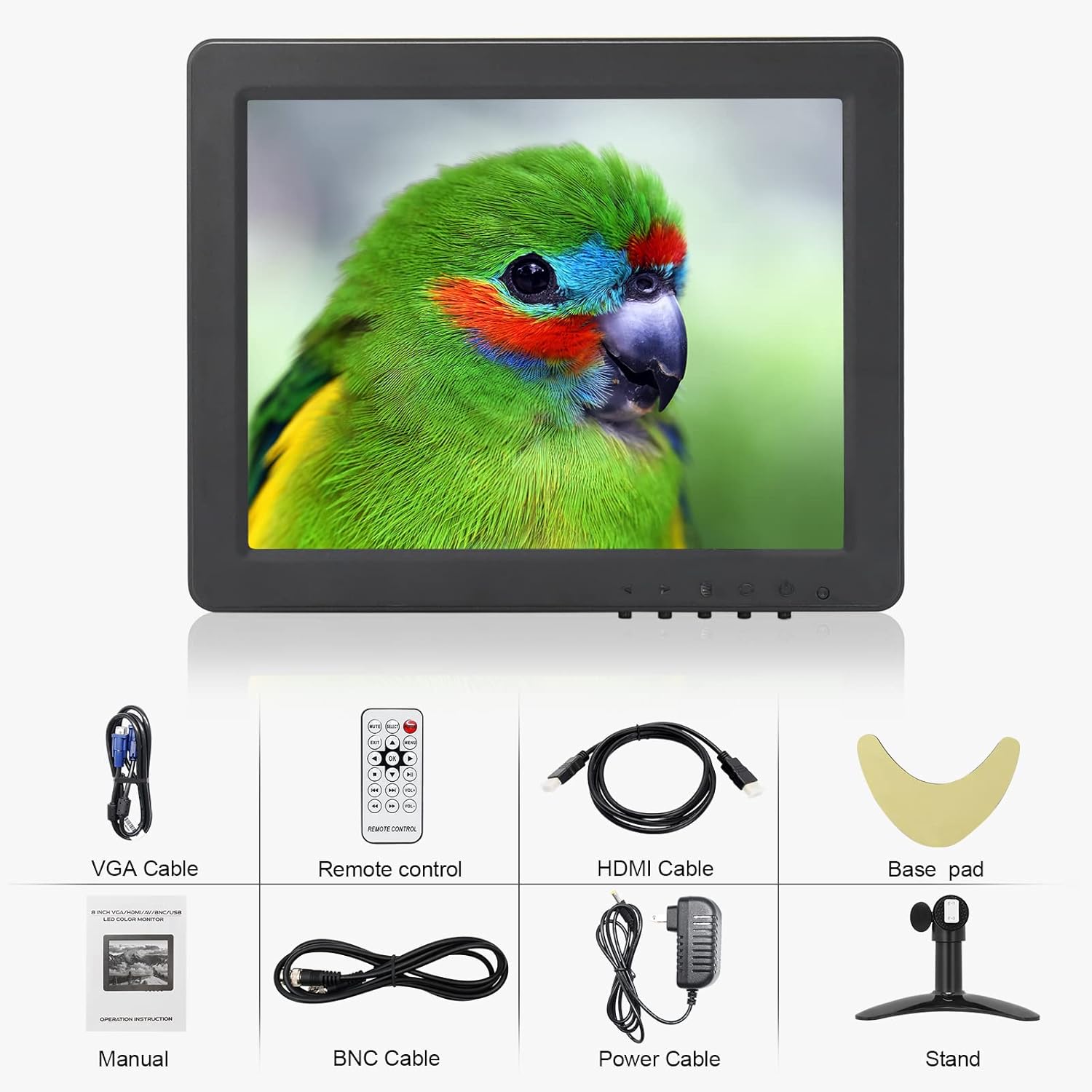 8 inch Portable Small HDMI Monitor HD 1080P VGA Monitor,Small LCD HDMI Monitor Mini Screen 1024x768,HDMI/VGA/AV Input Mini Monitor，with Speakers. Pack of 2