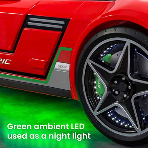 GTS EV Twin Race Car Bed, Remote Control, LED Lights, EV Sound FX, Vegan Leather Interior, License Plate, White