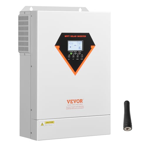 VEVOR Hybrid Solar Inverter, 6000W, All in One Pure Sine Wave Power Inverter Charger, 48V DC to 220/230V AC, with Built-in 120A MPPT Solar Controller, for Off-Grid System Lead Acid Lithium Battery