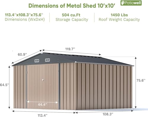 Patiowell 3 x 3 FT Outdoor Storage Shed,Small Garden Tool Storage Shed with Sloping Roof and Single Lockable Door, Outdoor Shed for Backyard Garden Patio Lawn, Grey