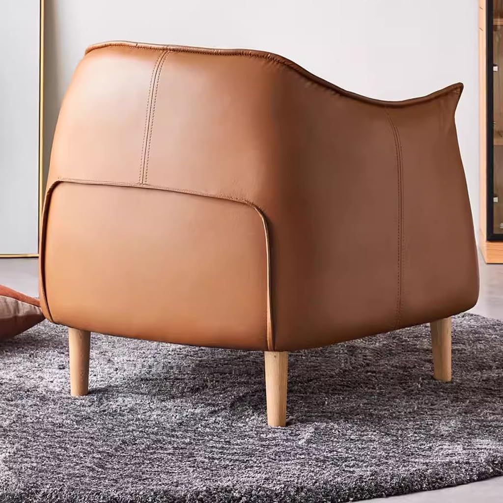 Couch for Living Room Leather Sofa Modern Minimalist Solid Wood Sofa Chair Nordic Small Apartment Living Room Light Luxury Single Sofa Samll Sofa