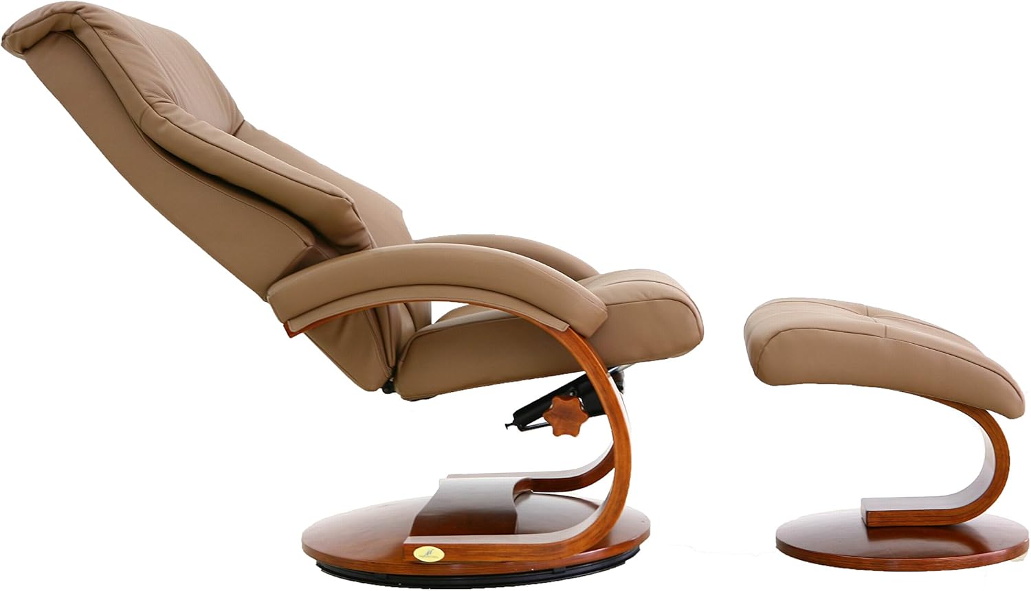 Oslo Collection by Mac Motion Mandal Recliner and Ottoman in Sand Top Grain Leather