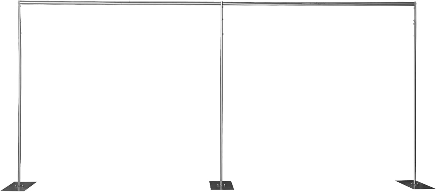 10 x 20ft Pipe and Drape Backdrop Stand Kit, Heavy Duty Stand with Metal Steel Base Adjustable Photography Background Frame for Parties, Photo Video Studio, Wedding