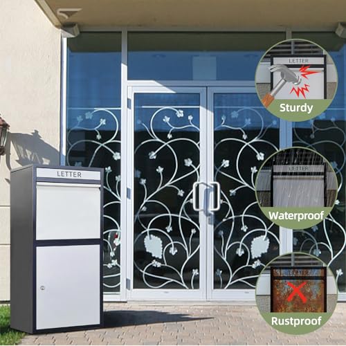 Package Delivery Boxes for Outside, Extra Large Capacity Modern Mailbox, Outdoor Freestanding Porch Box for Packages, Parcel Drop Box for Deliveries with Lockable Secure Storage Compartment