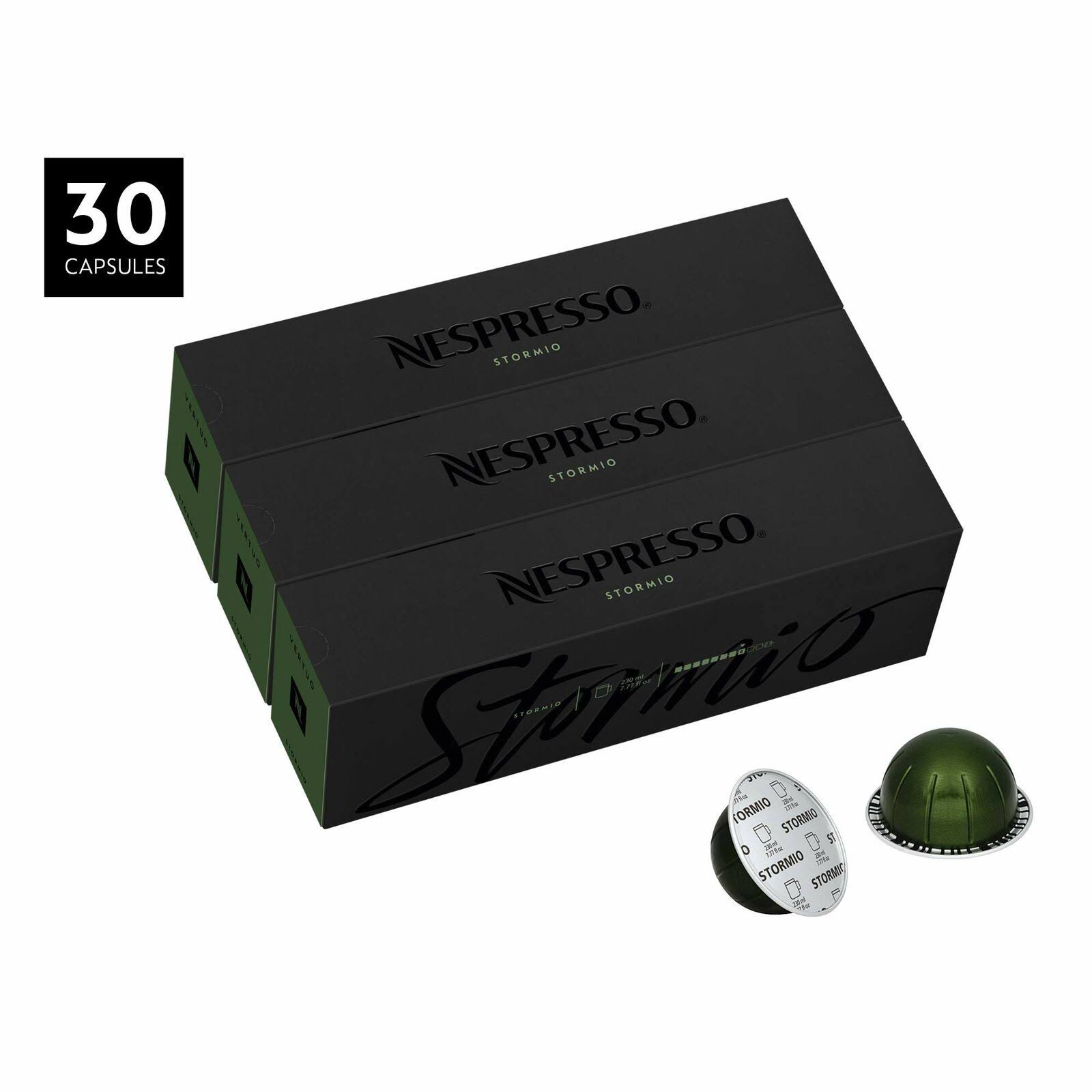 Nespresso Capsules VertuoLine, Stormio, Dark Roast Coffee, 30 Count